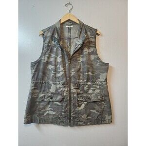 Maurices Camo Utility Vest Women’s XXL Camouflage Full Zip Cinch Waist Pockets